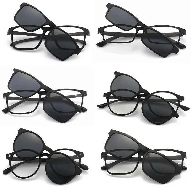 5 pieces of magnetic polarized clip on sunglasses with womens plastic frame used for night driving sunglasses UV400 Y250329