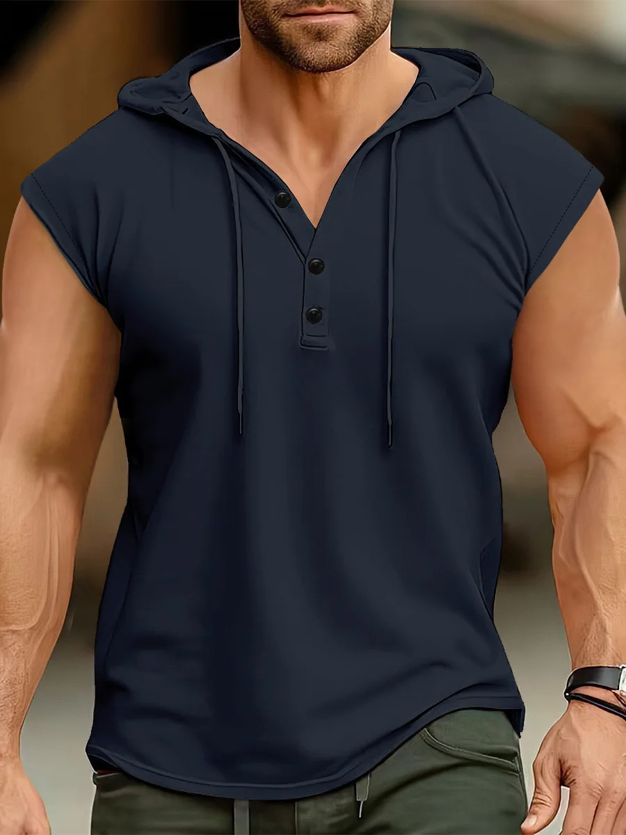 Summer Mens Tank Top Europe And The United States Mens Hooded Jumper Men Casual Sports Thin Breathable Sleeveless Vest Tops 250324