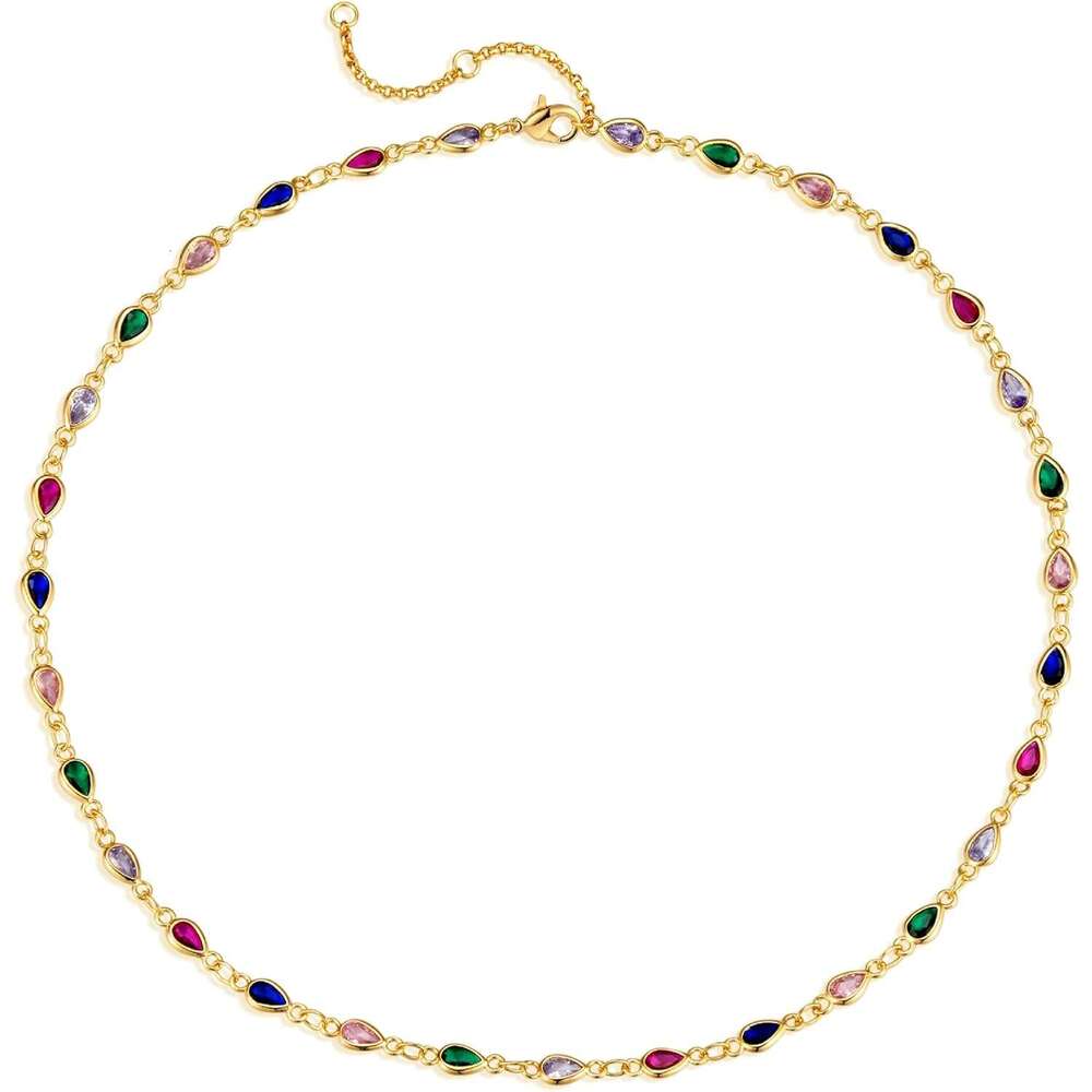 Dainty Chain Choker Necklace Gold Plated Colorfull k Chokers for Women Multicolor Necklaces Jewelry