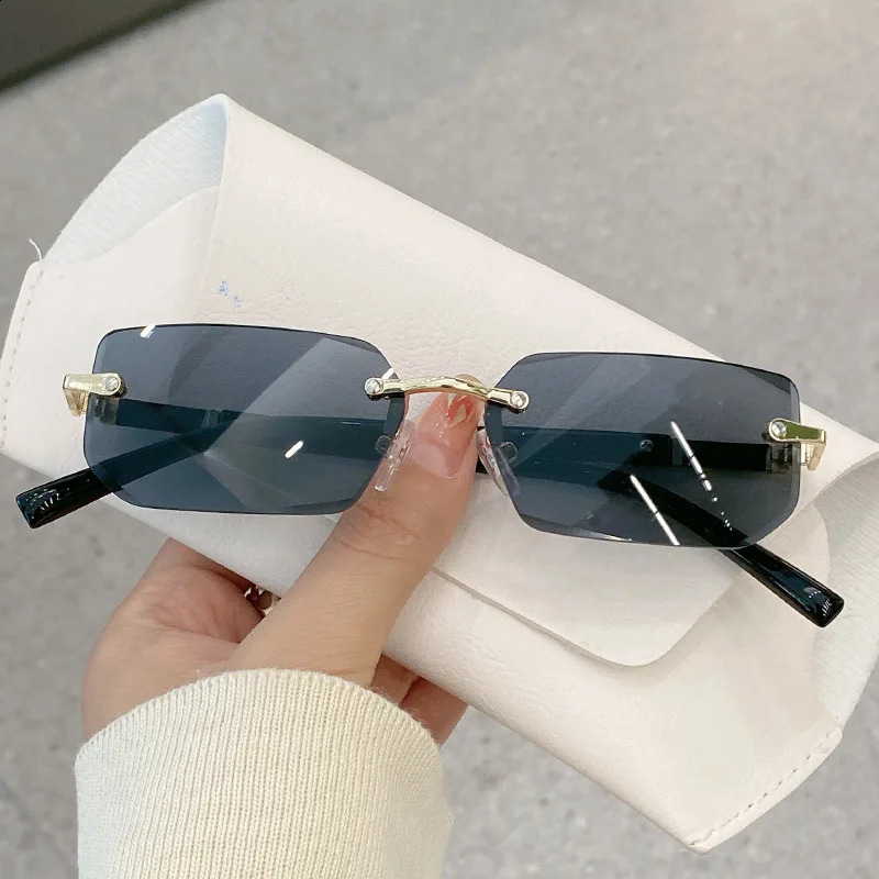 10 pairs/set wholesale womens sunglasses fashionable rectangular frameless outdoor glasses simple casual square sunglasses 250328