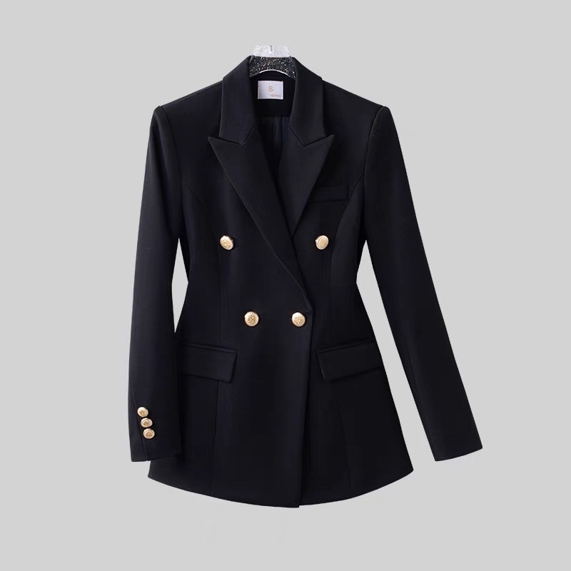 F329Chic Female Black Mini Blazer - Perfect Fit for College Students