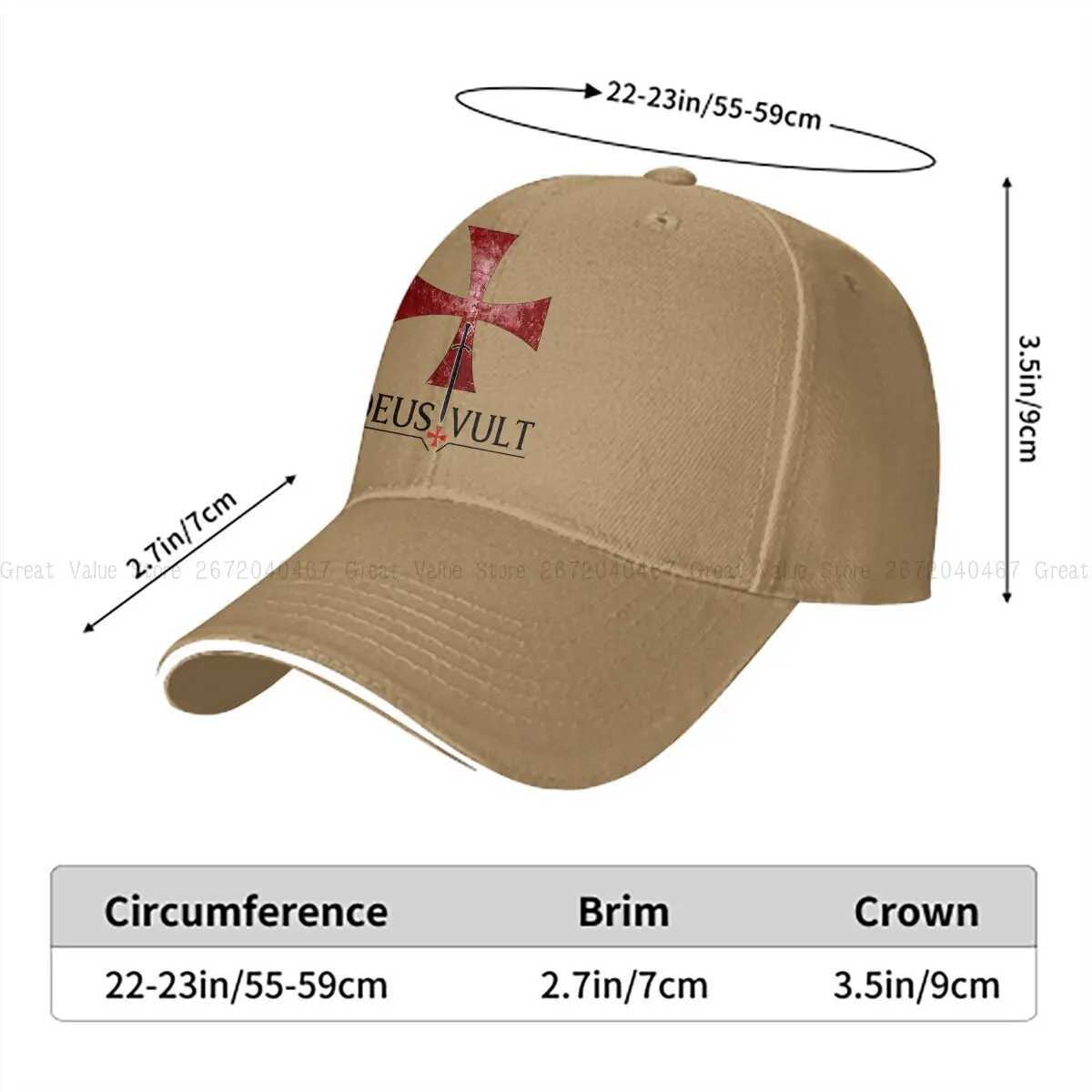 Knights Templar Multicolor Hat Peaked Mens Cap Templar DEUS VULT Personalized Visor Protection Hats Z250329