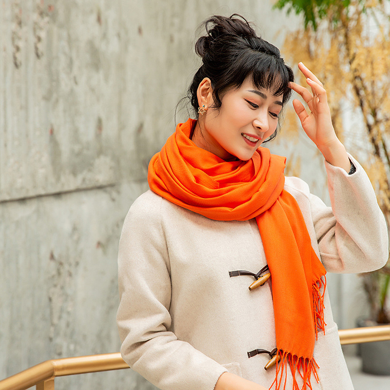 K265 Imitation cashmere scarf brushed solid color thick long scarf autumn and winter no pilling tassel shawl female factory direct sales new style