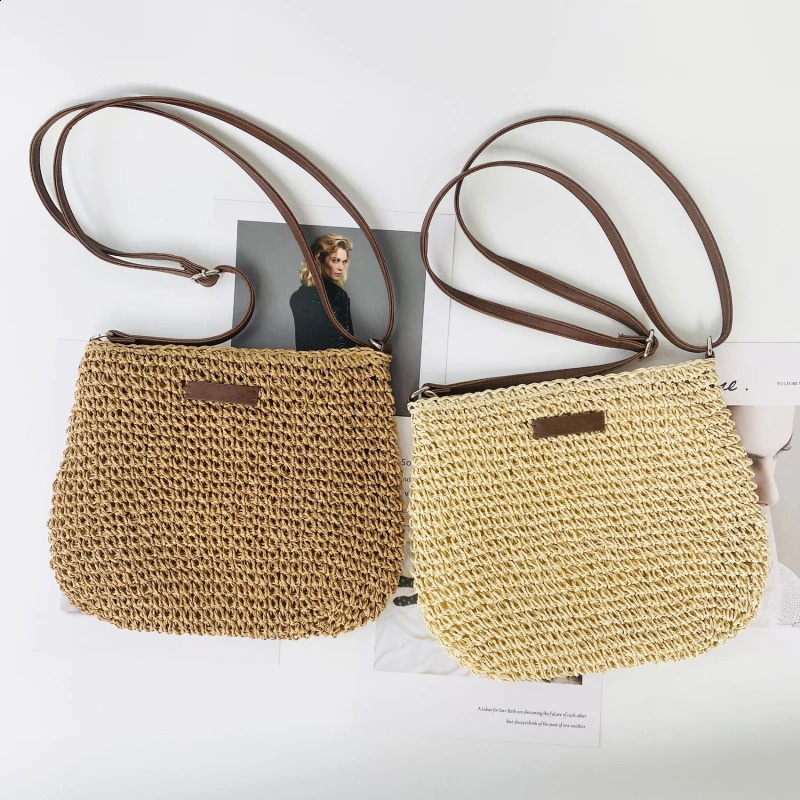 Womens Fashion Summer Straw Cross Bag Womens Beach Holiday Shopping Womens Shoulder Bag Womens Messenger Bag 250326