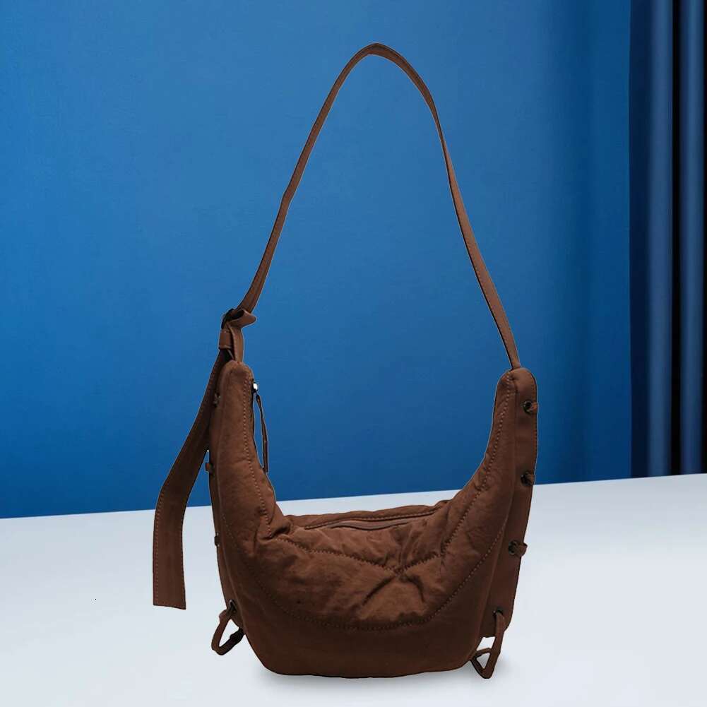 Crescent Nylon Solid Crossbody Women Men Adjustable Strap Hobo Croissant Bag For Travel Shopping