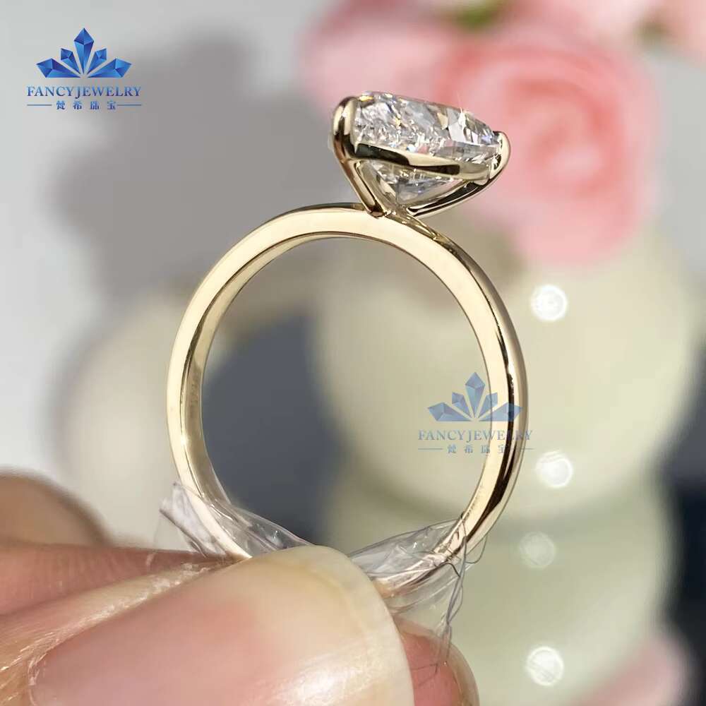 18K Yellow Gold 1CT 1.5CT D VVS1 Pear Cut Lab Grown Diamond Engagement Ring Customized Luxury Jewelry
