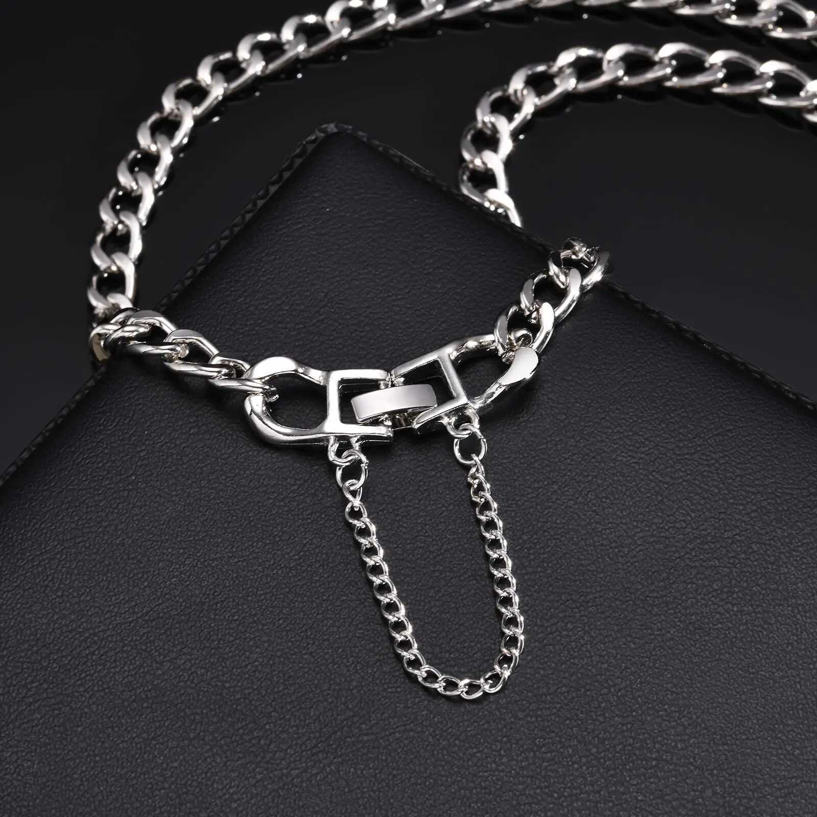 Vnox Womens Simple Cuban Chain Necklace Tassel Folding Buckle Neutral Kpop Necklace Gift Y250329