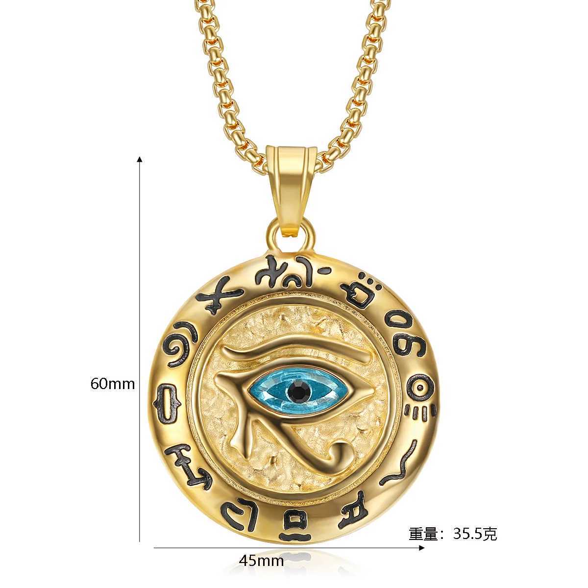 BAECYT Egyptian The Eye Of Horus Pendant Gold Silver Color Stainless Steel Round Necklace For Men Women Ancient Egypt Jewelry Y250329