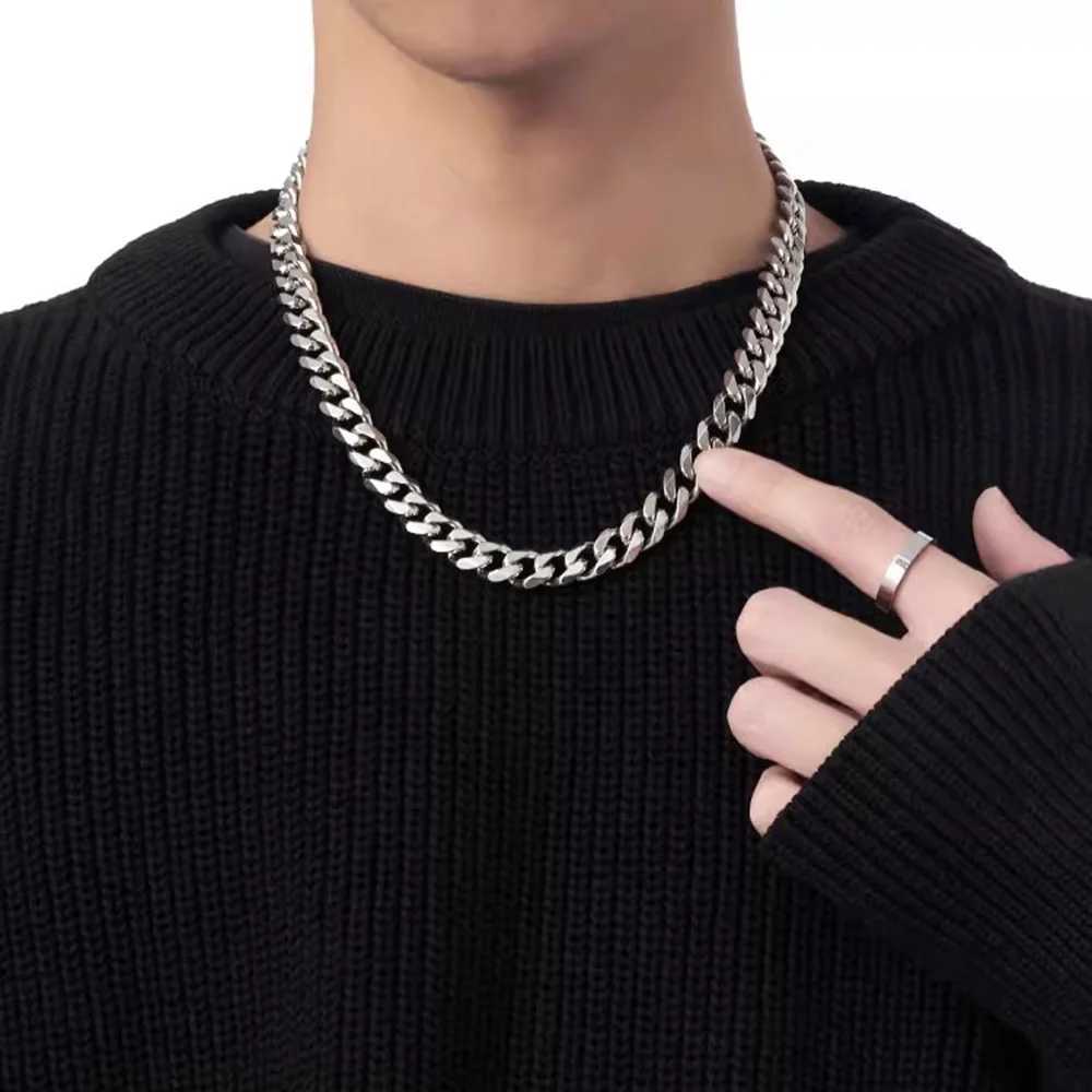 3/5/7mm Stainless Steel Cuban Chain Classic Punk Personalized Jewelry Simple Fashion Hip Hop Couple Necklace Y250329