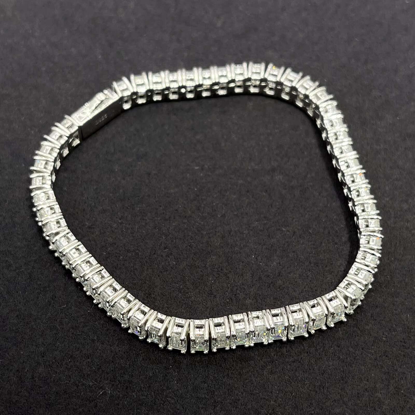 Pass Diamond Tester 5mm3mm 26ct Baguette Moissanite Tennis Bracelet 925 Sterling Silver Fine Jewelry Eternity Bracelet Women