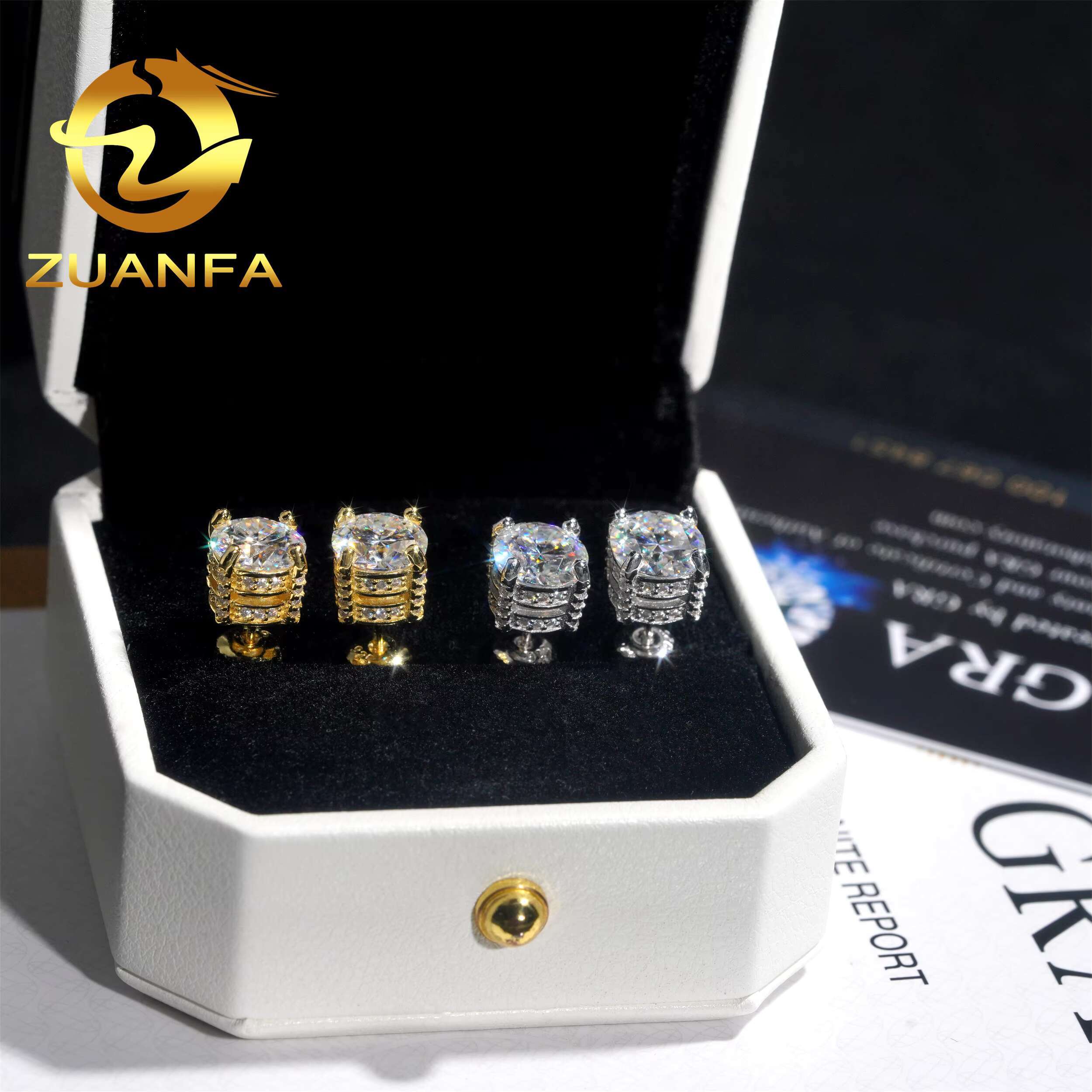 4 Prong Round Shape Earrings Moissanite 925 Silver 5mm 6.5mm 8mm Moissanite Stud Earrings Screw Back Pass Diamond Tester