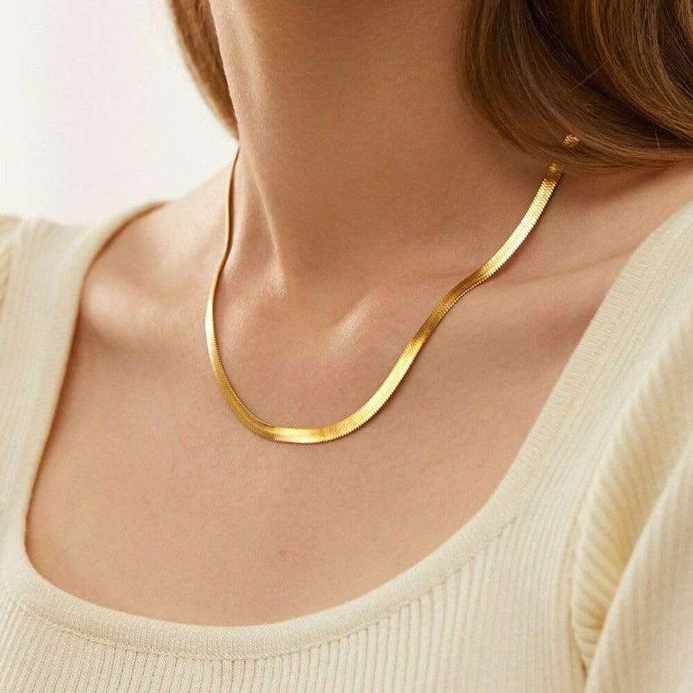 Gold Women-14K Plated sterg sier Snake Chain Dainty Simple Chunky Herringbone Necklace Choker Necklaces Jewelry for Women
