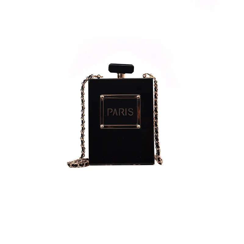 Dinner Bag Black/Transparent Bags Acrylic Perfume Bottle Lacquer Women's Hard Shell Shoulder Chain Box