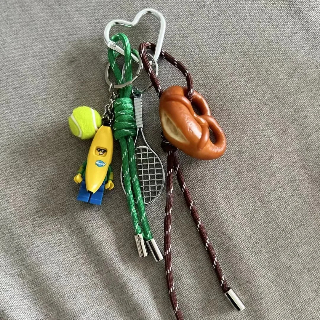 DIY Bag Pendant Creative Bread Weaving Rope Colorful Nylon Lanyard Car Keychain Couple Multi-purpose Bag Hanging Accessories 250403250403