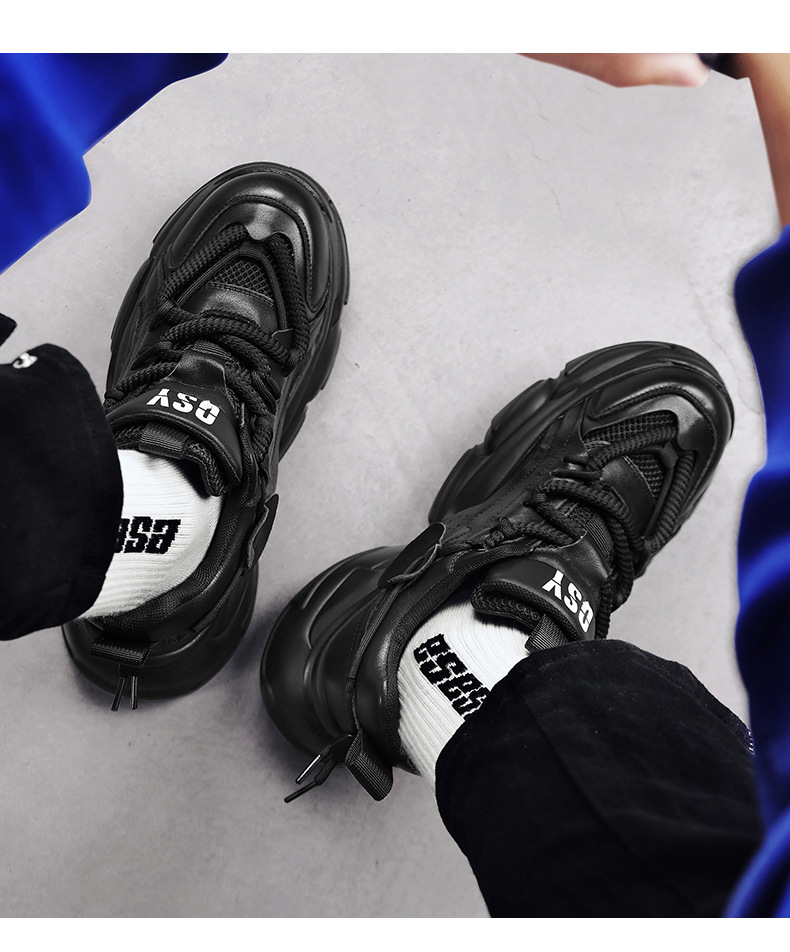Free shipping 2025 casual men Clunky Sneaker sports thick soled fashion comfortable loafers running shoes