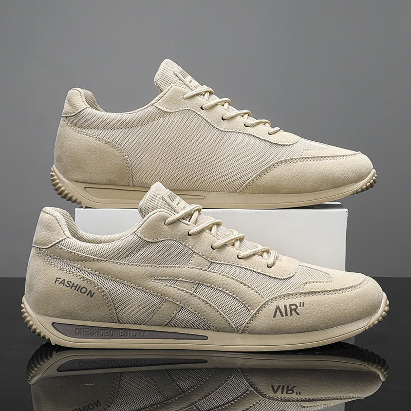 Hot item 2025 New arrival men fashion sneakers khaki gray sport shoes running shoes breathable athleisure skate shoes men Soft sole comfort free shipp