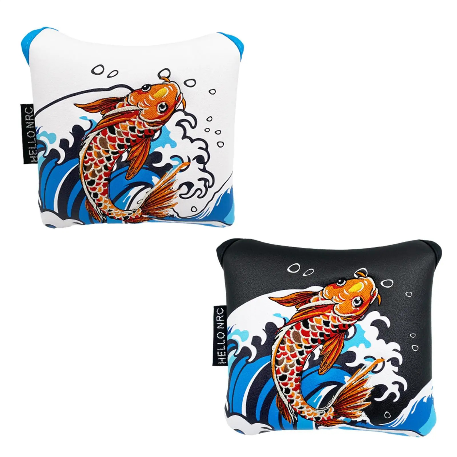 Golf Mallet Push Rod Cover Embroidered Koi Fashionable Golf Accessories Plush Lining Portable Golf Gift Dad Golf Club Head Cover 250328