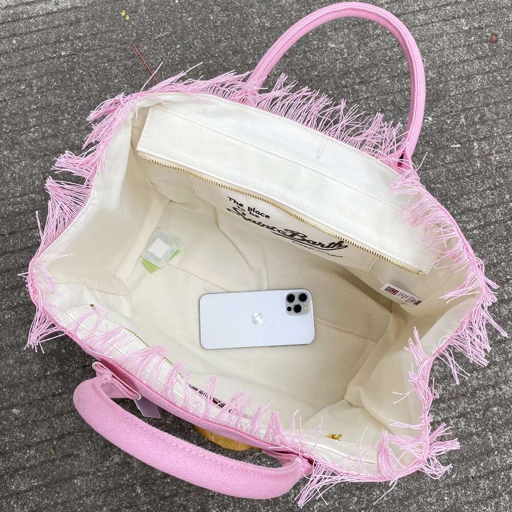 Casual Canvas Tote Bags For Women Designer Handbag Purse 2025 New In Tassel Trim Letters Large Capacity Underarm Shoulder