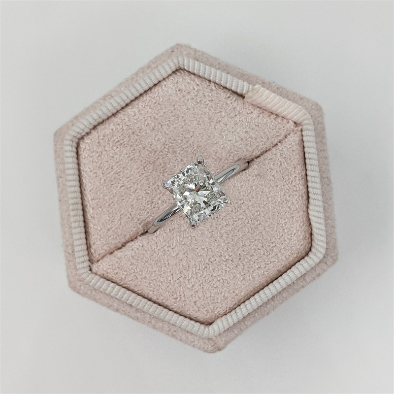 Jewelry 2.0 Carat Cushion IGI Certificate Lab Grown Diamond Engagement Solitaire Ring For Women 18K White Solid Real Gold Ring