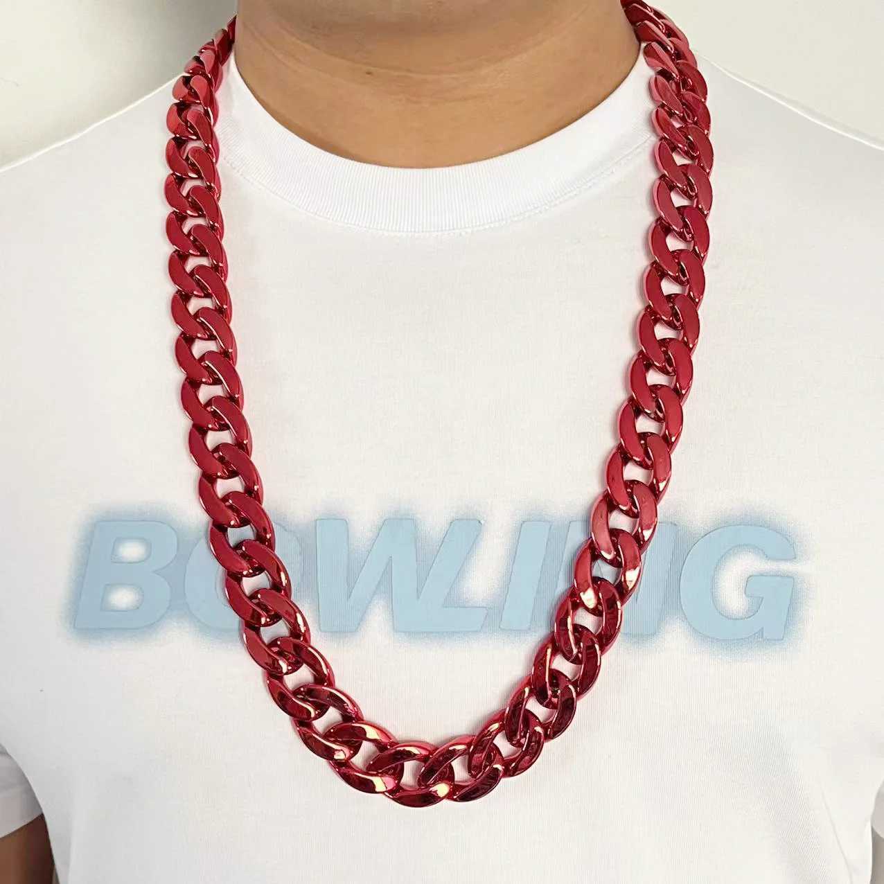 1 Hip Hop Necklace Personalized Thick Plastic Cuban Chain Punk Festival Performance Party Gift Fan Chain Y250329