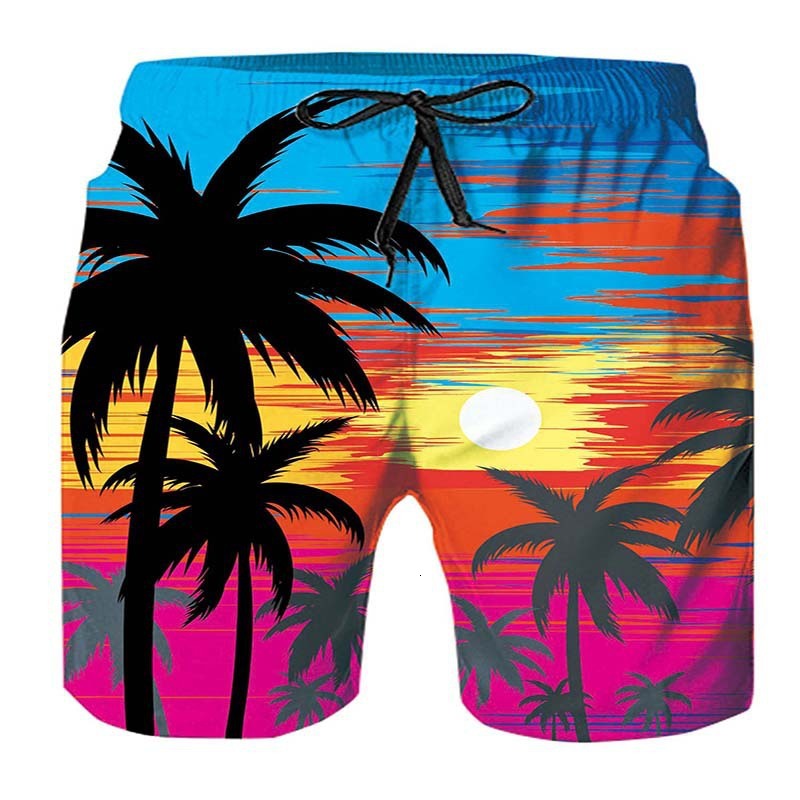 Top quality Brand High Quality New Style Free Delivery Designer Bag Summer new loose casual 3D digital printed men's beach pants