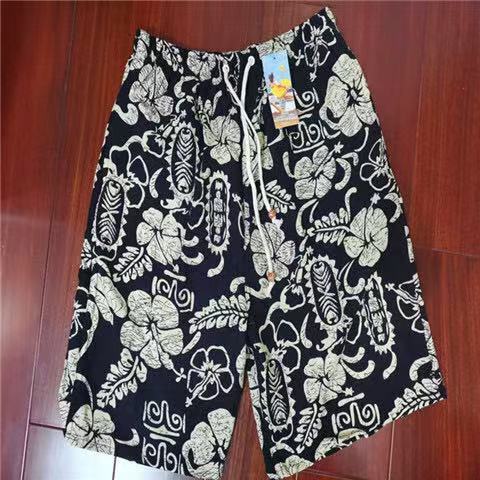 New Style Free Delivery Designer Bag Printed beach pants for men, casual 5-point long ethnic style, elephant color, drifting cotton and linen shorts, 