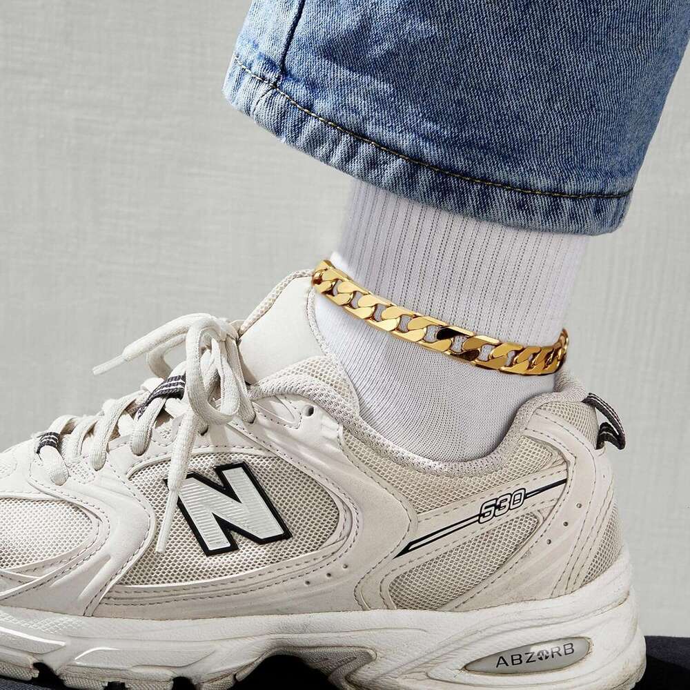Ankle Bracelets Women, 14K Gold Anklets Chunky Cuban k Chain Summer Beach Foot Jewelry Gifts for Women