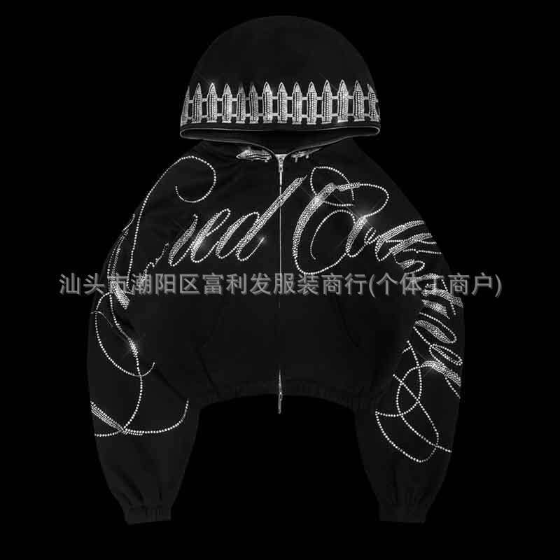 Spring And Autumn New Hip Hop Personalized Street Hoodie Set, Hot Diamond Hoodie, Sweatpants, American Style