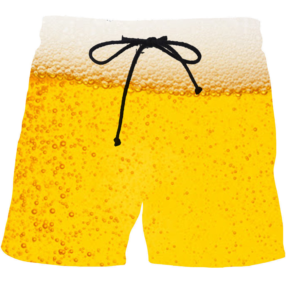 Top quality Brand High Quality New Style Free Delivery Designer Bag New beer 3D men's beach with printed side pockets for casual sports shorts