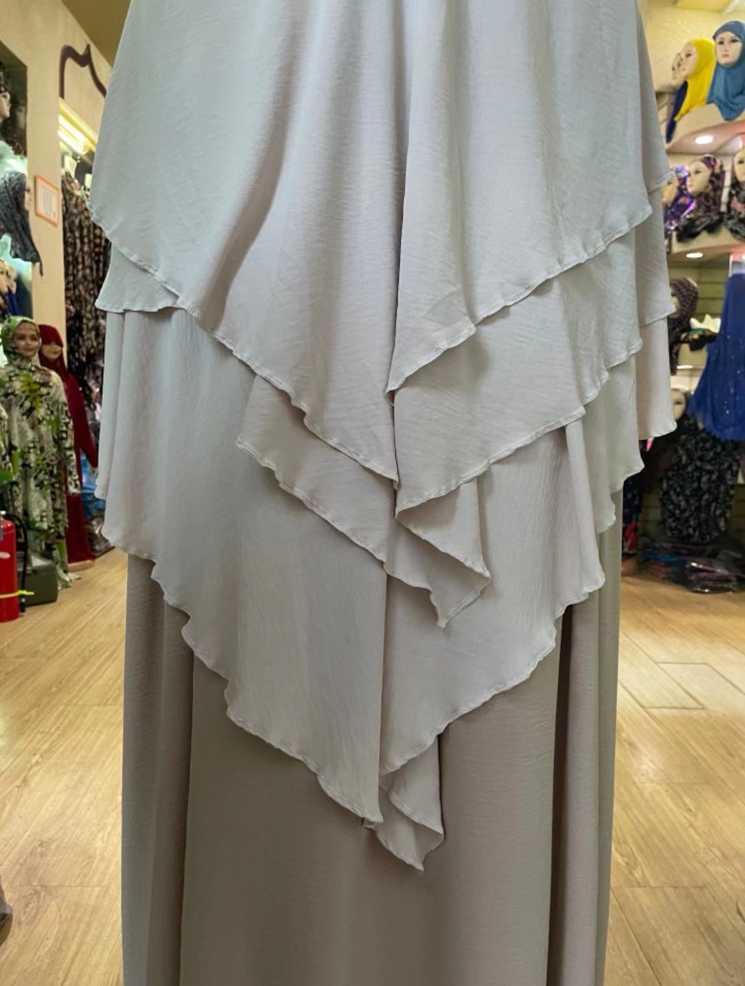 K92165 High Quality High Waist Pleated Dress Arabic Style Robe Ice Silk Women's Robe