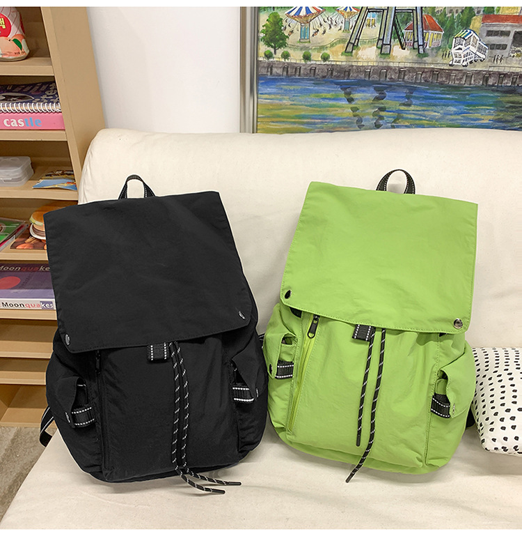 Free shipping solid color school bag female junior high school students light backpack college students leisure backpack