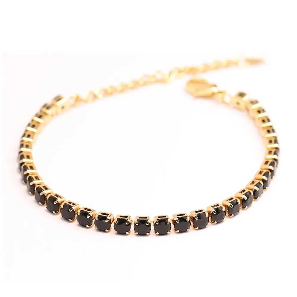 Classic Punk Stainless Steel Link Chain Charm Bracelet Men Gold Black Silver Color Zircon Tennis Bracelet For Women Jewelry Gift Z250329