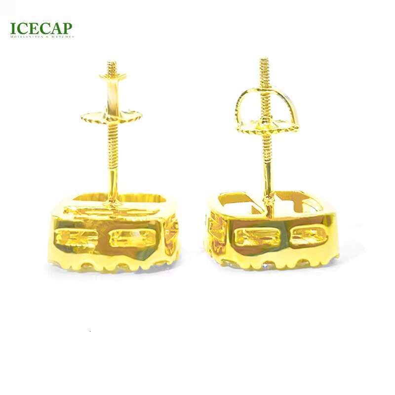 Luxury VVS Moissanite Diamond 925 Silver Solid Gold Stud Earrings Baguette Cut Men Women Moissanite Earrings