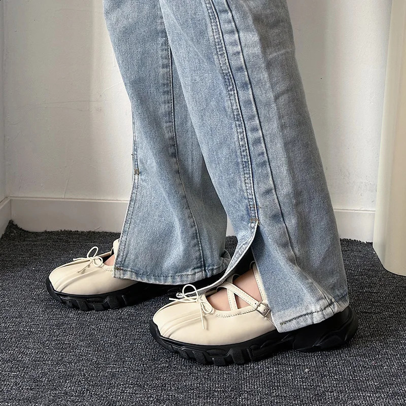 Autumn Chunky Women Sports Shoes Fashion Shallow Butterfly-knot Platform Sneakers Ladies Casual Flats Outdoor Mary Jane Shoe 250328