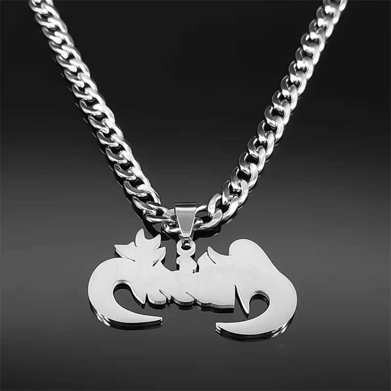 Gothic Hip Hop Band Pendant Necklace for Men Stainless Steel Gothic Punk Mens Necklace Jewelry 7729-QKC Y250329