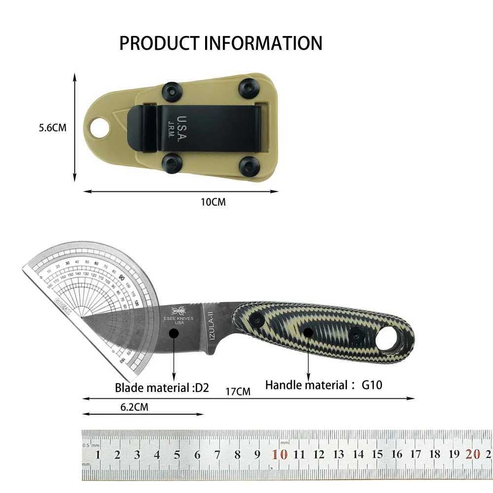 ESEE Izula Jungle Fixed Blade D2 Blade G10 Handle Outdoor Survival Tactical Camping Knife EDC Hunting Rescue Cutting Tool Y250329