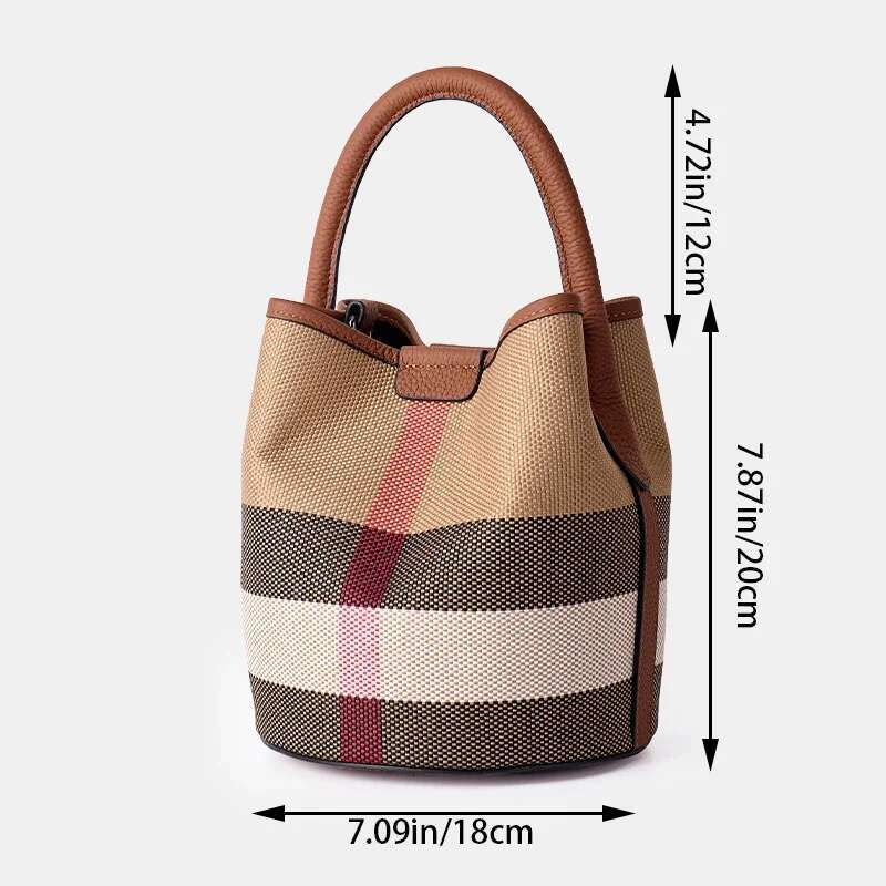 Bucket Purse Fashion Crossbody Bags For hot Women Soft Cow Leather And Canvas Shoulder Handbags With Detachable Straps