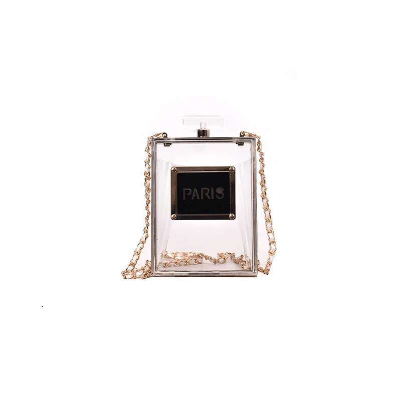 Dinner Bag Black/Transparent Bags Acrylic Perfume Bottle Lacquer Women's Hard Shell Shoulder Chain Box