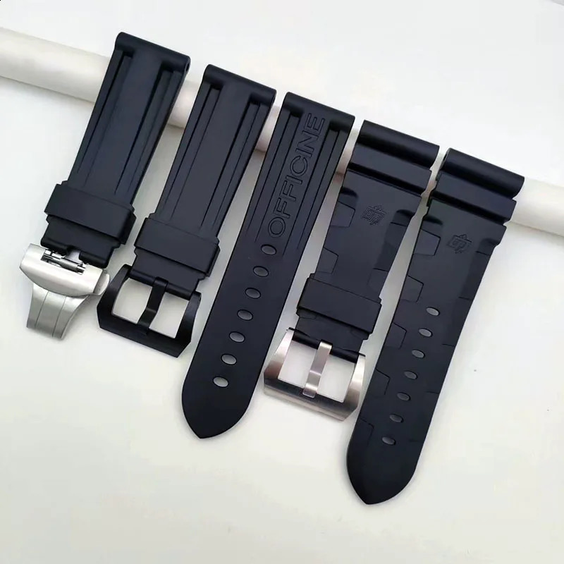 Top quality 24mm 26mm Nature Rubber Watchband for LUMINOR 1950 Men Watch PAM441/1312/0359 Strap Watch Band Water Proof Bracelet 250324