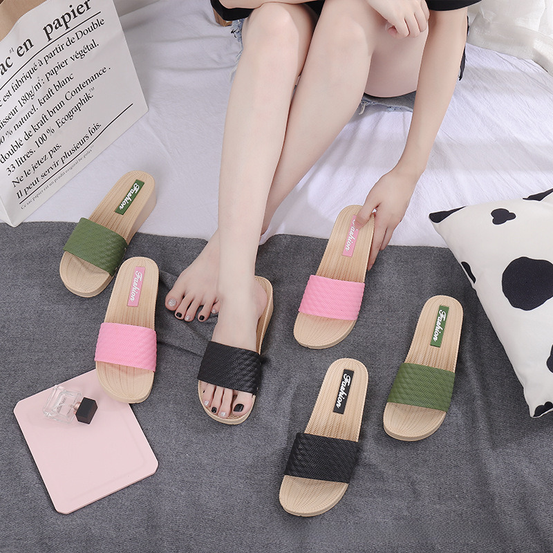 Designer Sandals New Fashion Shoes For Outdoor Wear Slanted Heel Thick Sole Design Solid Color Single Line Women's Sandals Outdoor Beach Women 