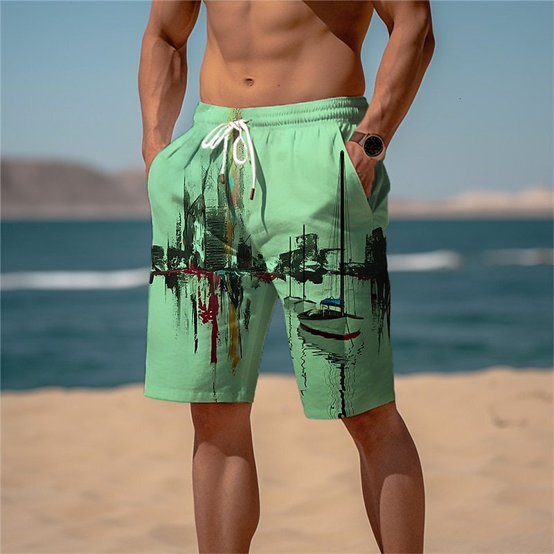 Top quality Brand High Quality New Style Free Delivery Designer Bag 2025 New Summer Breathable Hawaiian Beach Pants 3D Printed Checkered Pattern Men&#
