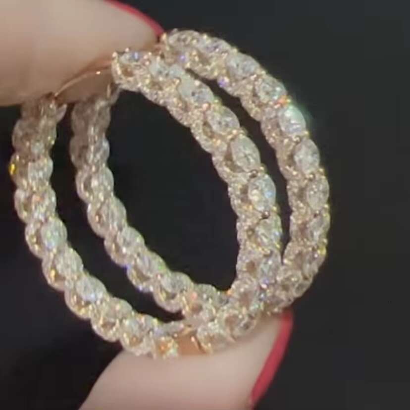 Customized Luxury Earrings Women Moissanite Hoop Vvs1 Moissanite Diamond Hip Hop Earrings
