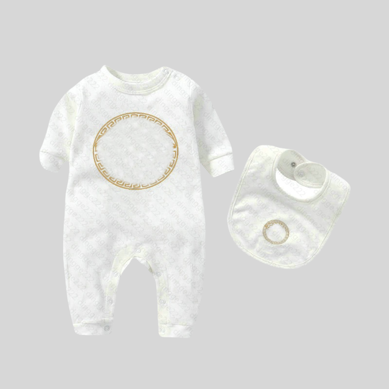 Baby Romper Spring Autumn Boy girls Clothes Romper And Bib Cotton Newborn Kids Designer Jumpsuit fashion Clothing