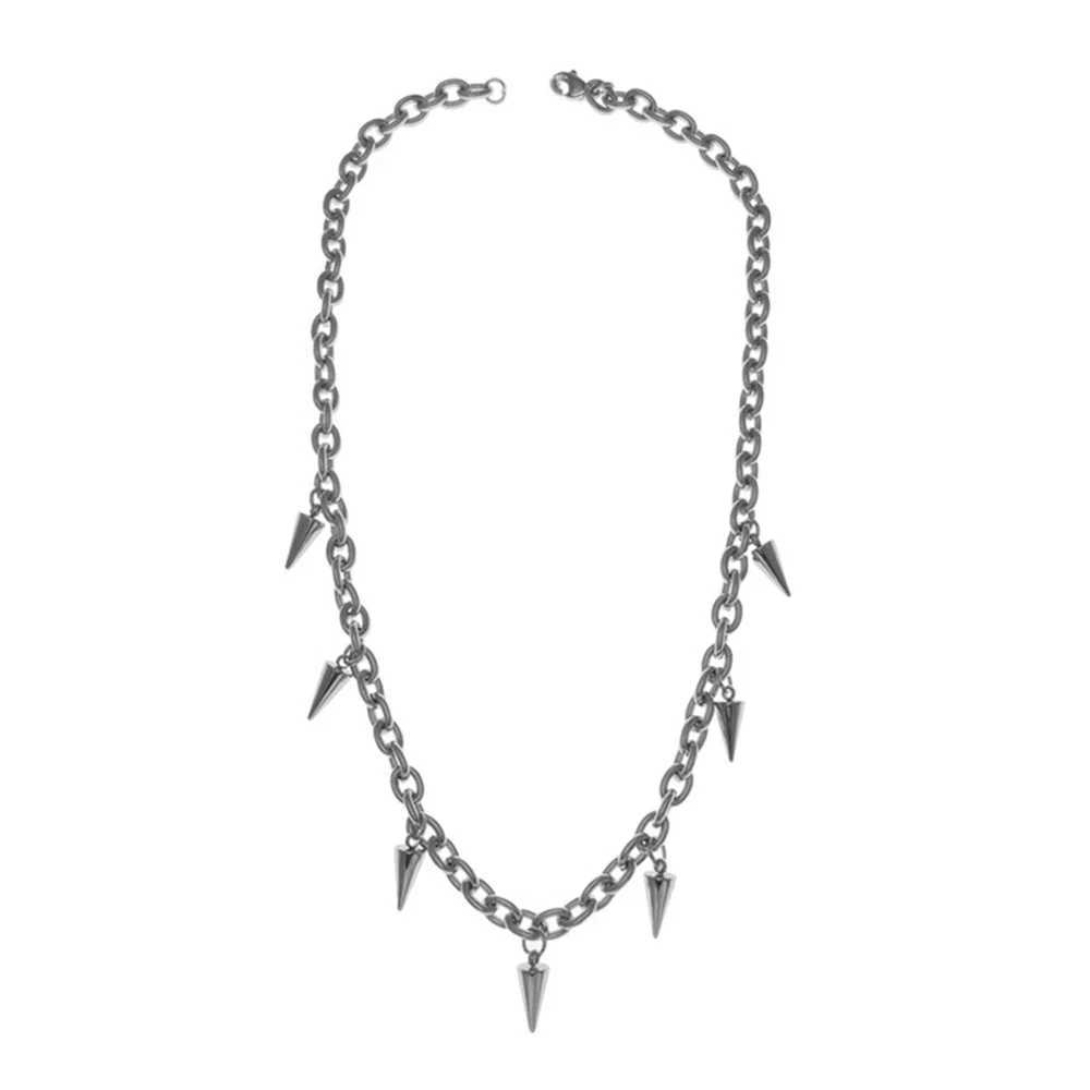 Punk Hip Hop Cone Pendant Necklace Suitable for Women Silver Cross Kravik Chain Party Accessories Y250329