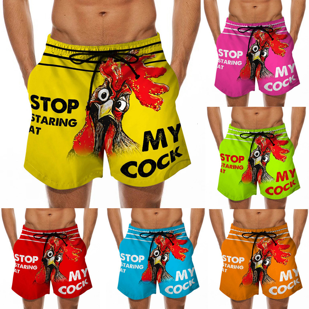 Top quality Brand High Quality New Style Free Delivery Designer Bag 2025 New Men's Beach Fun 3D Turkey Head Printed Swimming Pants Teasing Banana