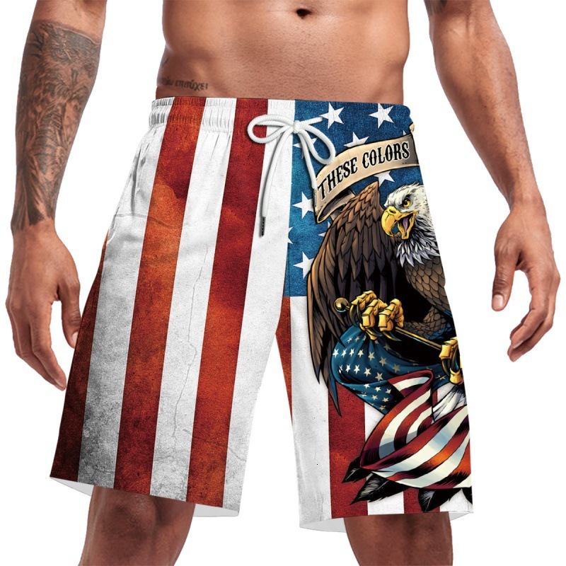 Top quality Brand High Quality New Style Free Delivery Designer Bag 2025 New Temu National Flag Digital Printed Men's Pants Sports Beach Surfing 
