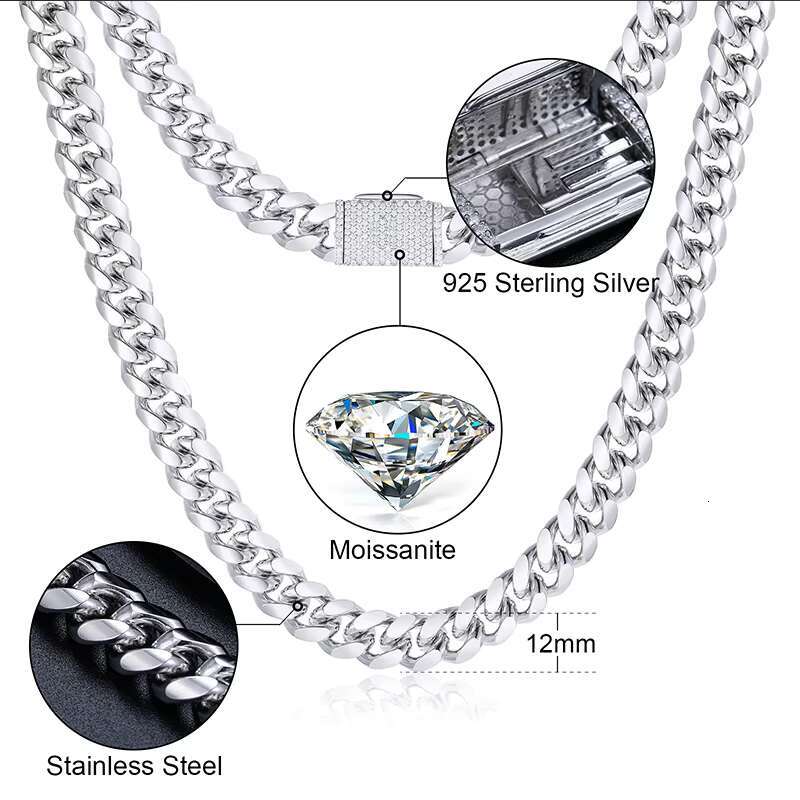 Non Tarnish Waterproof Jewelry Mens 12mm PVD Gold Plated Stainless Steel Iced Out Clasp Plain Miami Cuban Link Chain Necklace