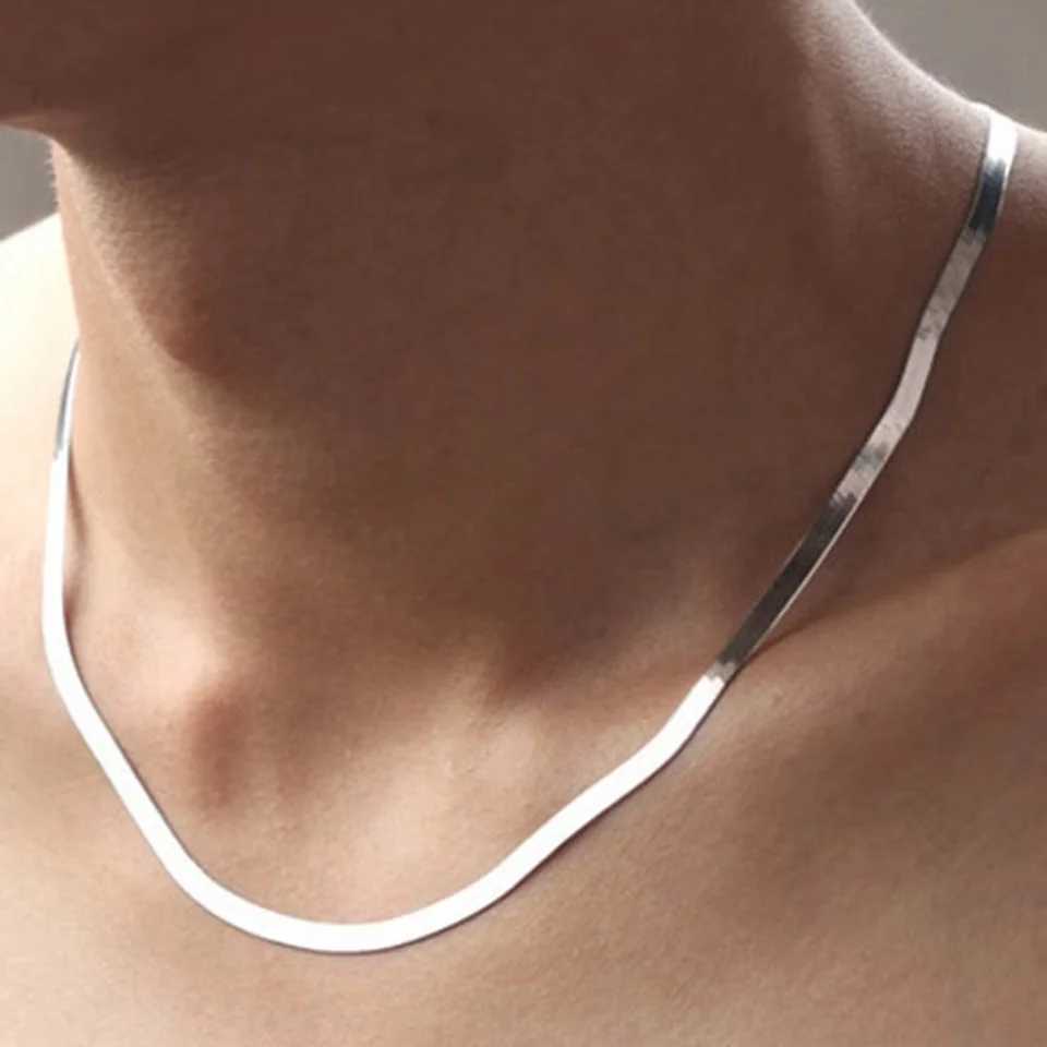 Mens Hip Hop Snake Chain Necklace New Fashion Stainless Steel Silver Necklace Jewelry Accessories Party Gifts Y250329