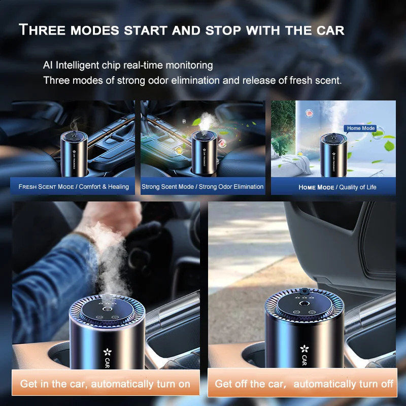Car Perfume Air Freshener Essential Oil Fragrance Diffuser Smell Distributor USB Rechargeable Aroma Scent Air Refresher 250322