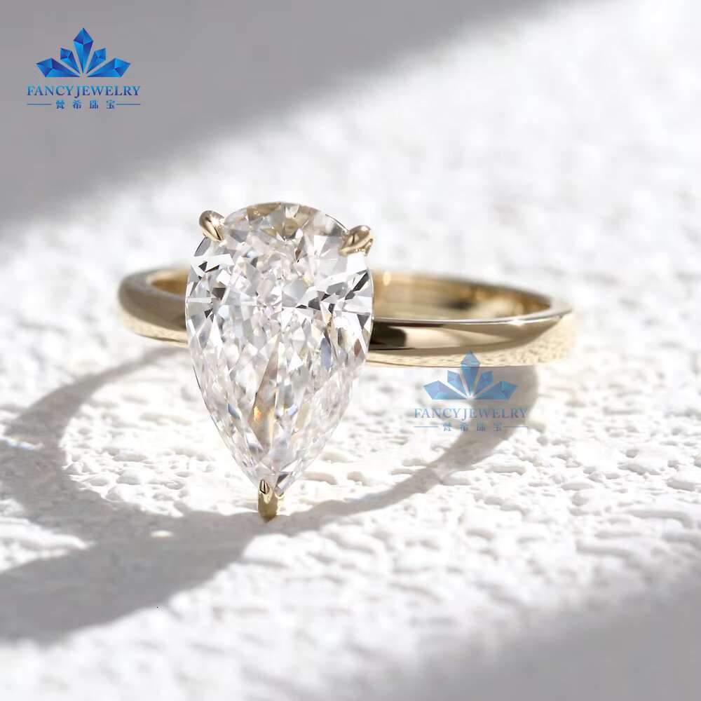 18K Yellow Gold 1CT 1.5CT D VVS1 Pear Cut Lab Grown Diamond Engagement Ring Customized Luxury Jewelry